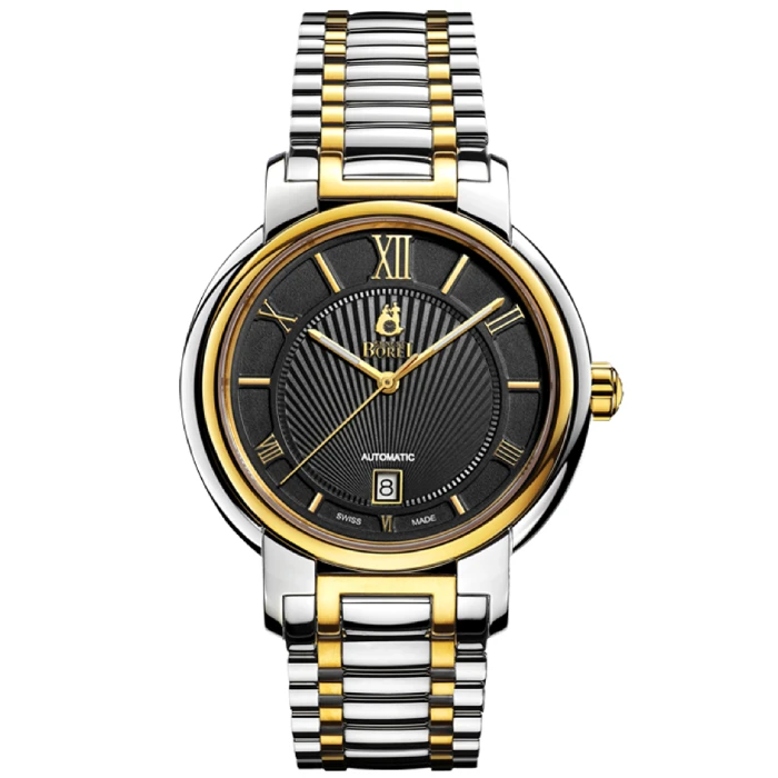 Мъжки ръчен часовник с автоматичен механизъм - корпус от Стомана - Стоманена верижка - цвят Черен Злато