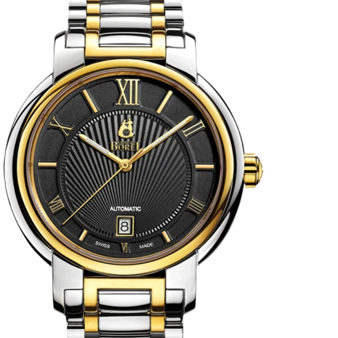 Мъжки ръчен часовник с автоматичен механизъм - корпус от Стомана - Стоманена верижка - цвят Черен Злато