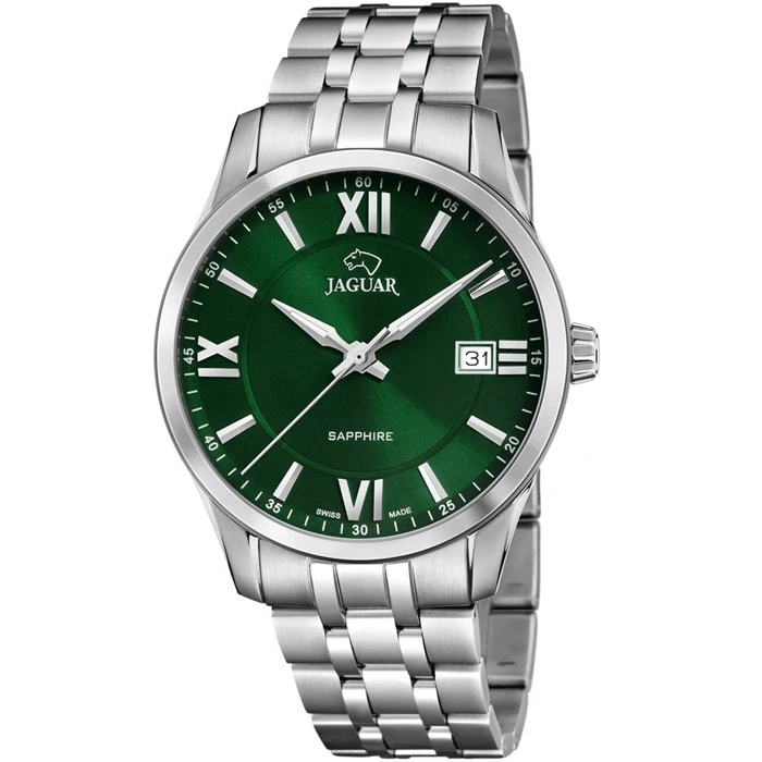 Мъжки ръчен часовник с кварцов механизъм - корпус от Стомана - Стоманена верижка - цвят Зелен Зелен