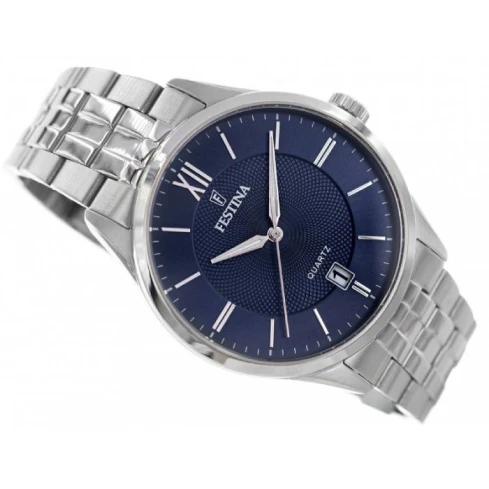 Мъжки ръчен часовник с кварцов механизъм - корпус от Стомана - Стоманена верижка - цвят Син Сив