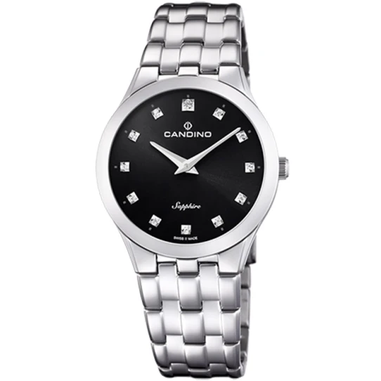 Дамски ръчен часовник с кварцов механизъм - корпус от Стомана - Стоманена верижка - цвят Черен Сив