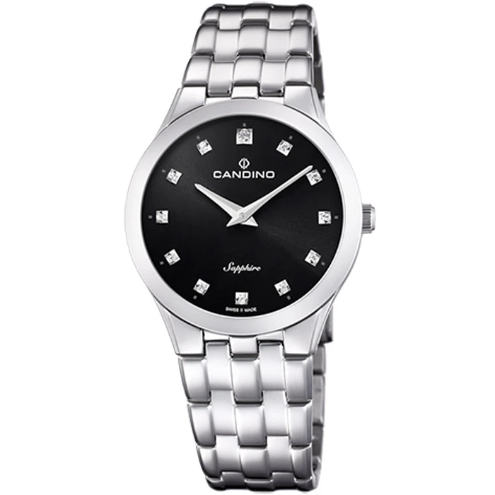 Дамски ръчен часовник с кварцов механизъм - корпус от Стомана - Стоманена верижка - цвят Черен Сив