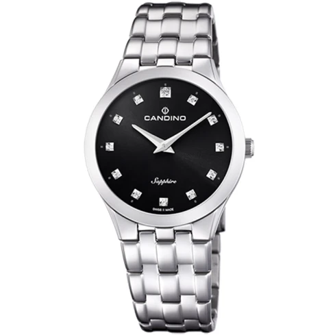 Дамски ръчен часовник с кварцов механизъм - корпус от Стомана - Стоманена верижка - цвят Черен Сив